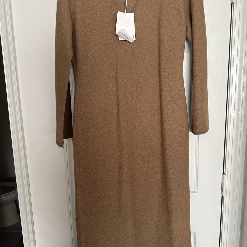 Elegant Camel Long Sleeve Dress